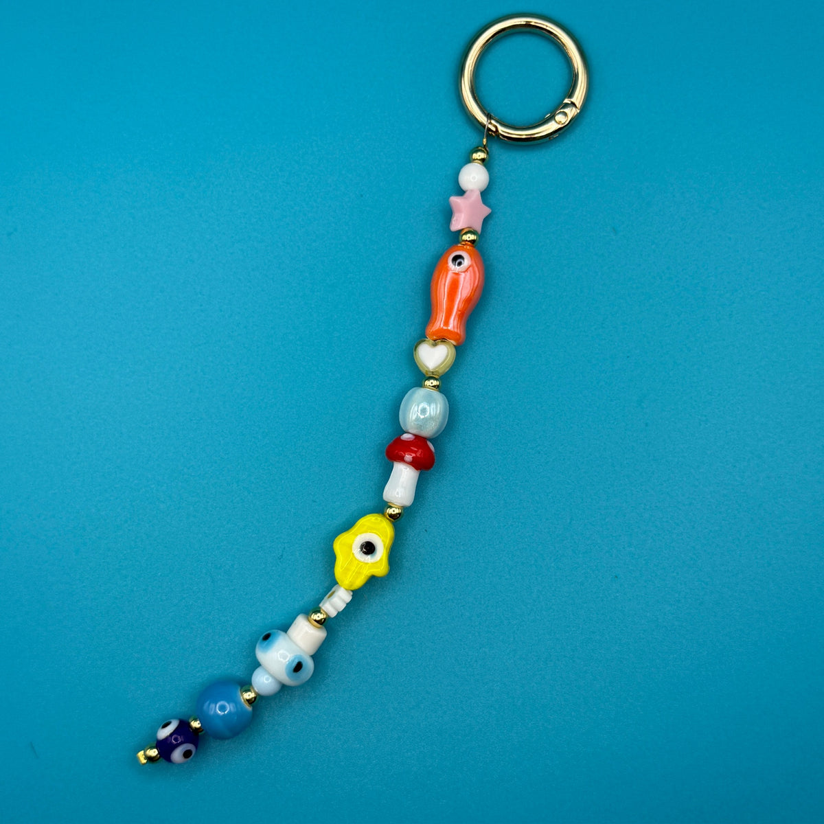 Colorful Glass Beaded -  vintage keychain vintage charms for bag nostalgia vintage keychains y2k collectible - Bag Crap