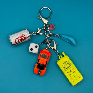 Mini Diet Coke + Neon Race Car Trinket   Set - vintage bag charm packs nostalgia vintage y2k vintage keychain vintage charms for bag nostalgia vintage keychains y2k collectible - Bag Crap