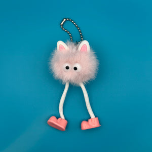 Cat Ear Furry Pom Pom  s -  vintage keychain vintage charms for bag nostalgia vintage keychains y2k collectible - Bag Crap