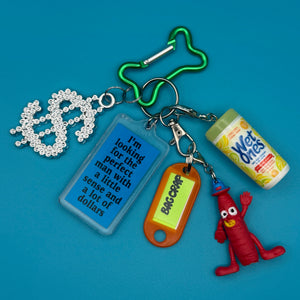 Comedy  + Wet Ones   Set - vintage bag charm packs nostalgia vintage y2k vintage keychain vintage charms for bag nostalgia vintage keychains y2k collectible - Bag Crap