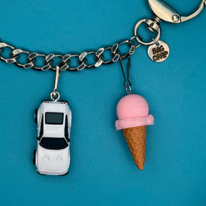 Pink Ice Cream + Mini Troll   Chain - troll charms troll keychains vintage keychain vintage charms for bag nostalgia vintage keychains y2k collectible - Bag Crap