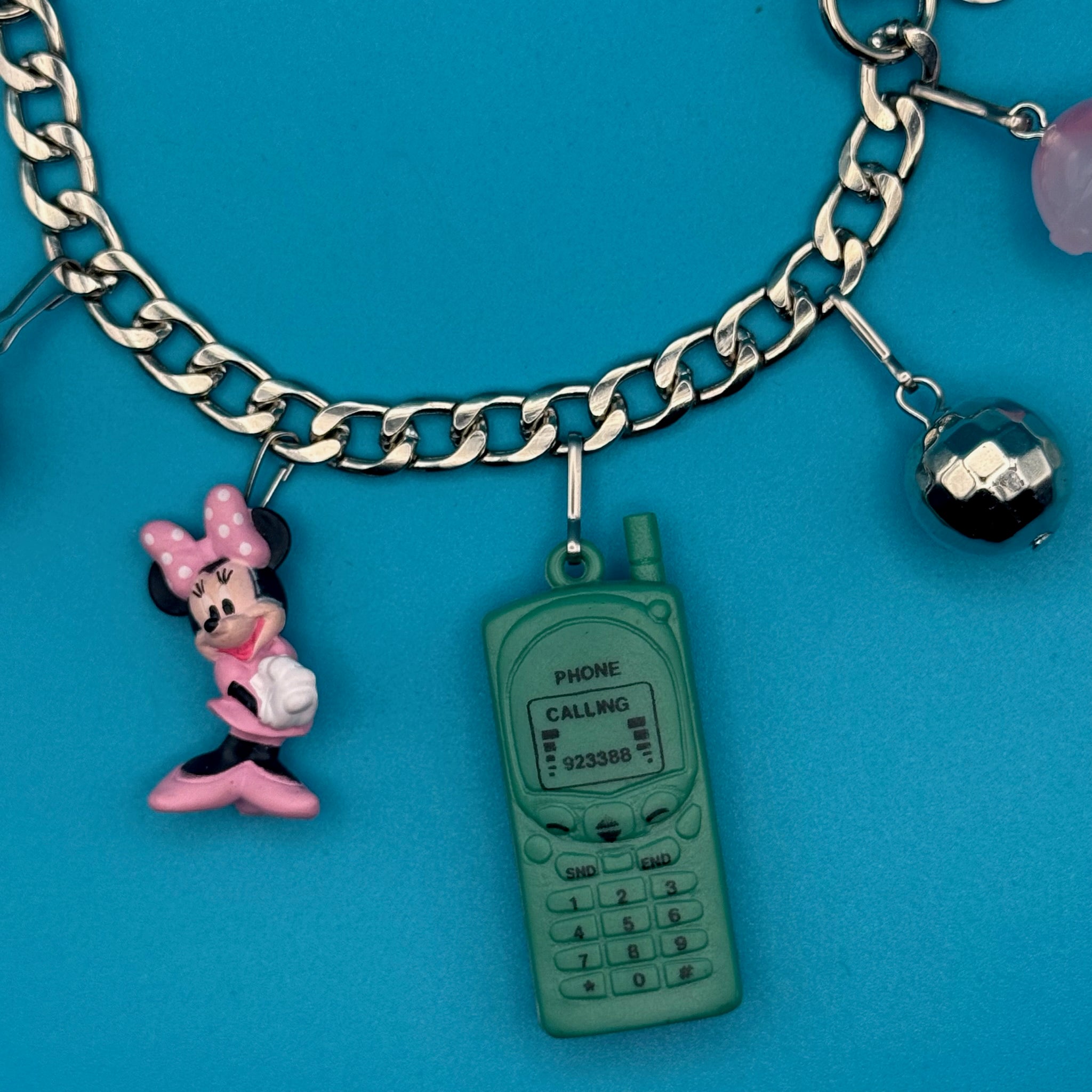Minnie Mouse Cell Phone   Chain - vintage bag charm chains silver nostalgia vintage y2k vintage keychain vintage charms for bag nostalgia vintage keychains y2k collectible - Bag Crap
