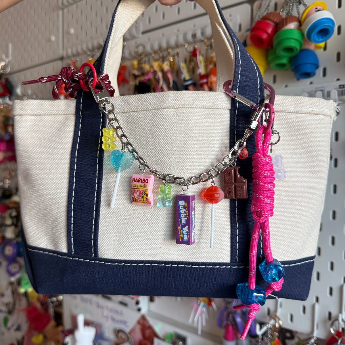 Colorful Crafted Candy   Chain - Silver - vintage bag charm chains silver nostalgia vintage y2k vintage keychain vintage charms for bag nostalgia vintage keychains y2k collectible - Bag Crap