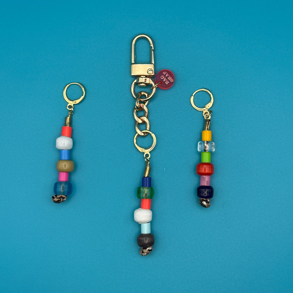 Glass Beaded Trinket Bag Charm Set