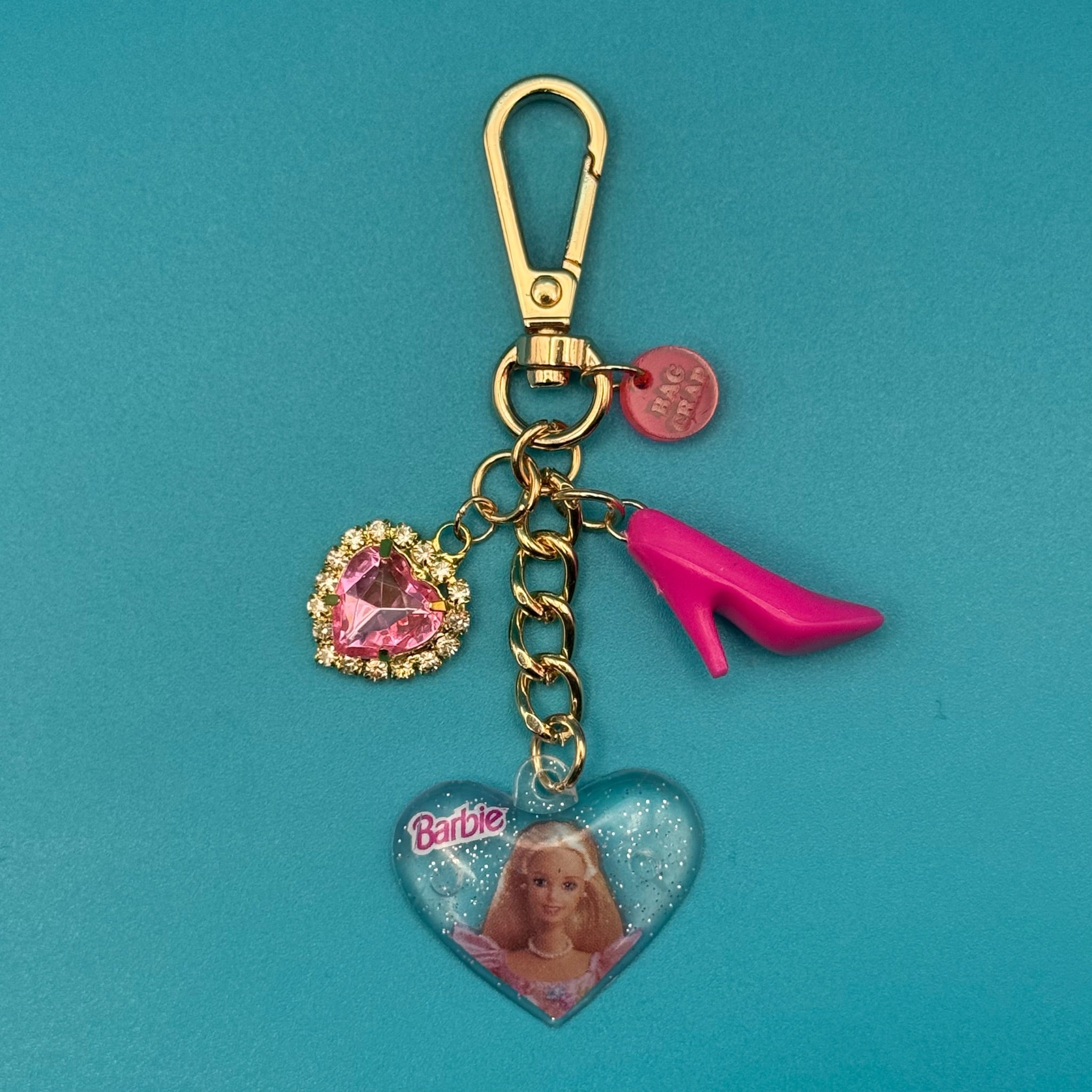 4' GOLD VINTAGE BAG CHARM CHAIN- VINTAGE BARBIE - barbie doll toy pink rare vintage keychain vintage charms for bag nostalgia vintage keychains y2k collectible - Bag Crap
