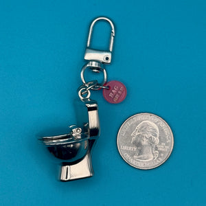 1' Mini Silver Metal Toilet -  vintage keychain vintage charms for bag nostalgia vintage keychains y2k collectible - Bag Crap