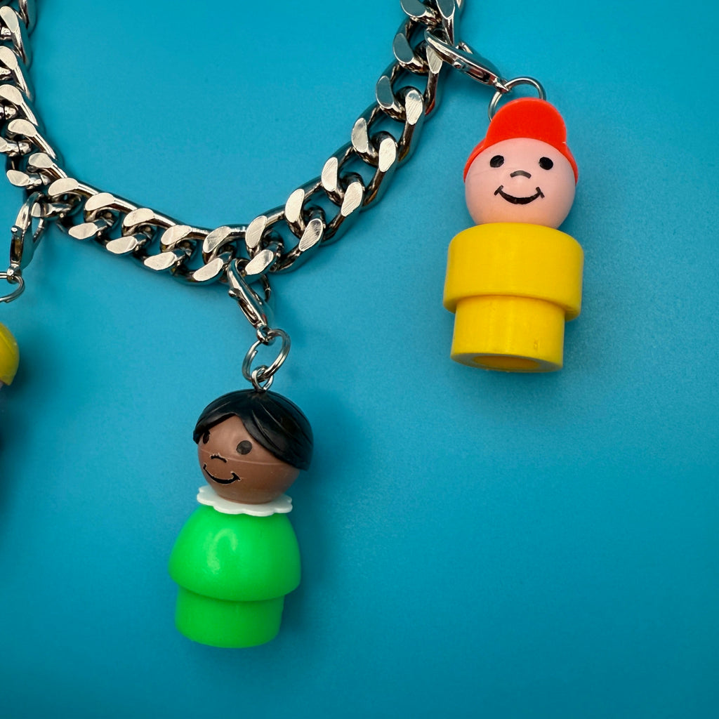 1:1 Vintage Fisher Price Little People Silver Bag Charm Chain