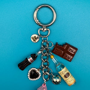 5' SILVER BAG CHARM CHAIN- DIET COKE & TITOS - vintage bag charm chains silver nostalgia vintage y2k vintage keychain vintage charms for bag nostalgia vintage keychains y2k collectible - Bag Crap