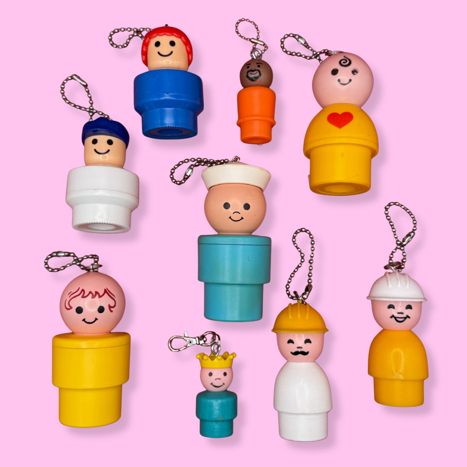 1970's Fisher Price Little People  s -  vintage keychain vintage charms for bag nostalgia vintage keychains y2k collectible - Bag Crap