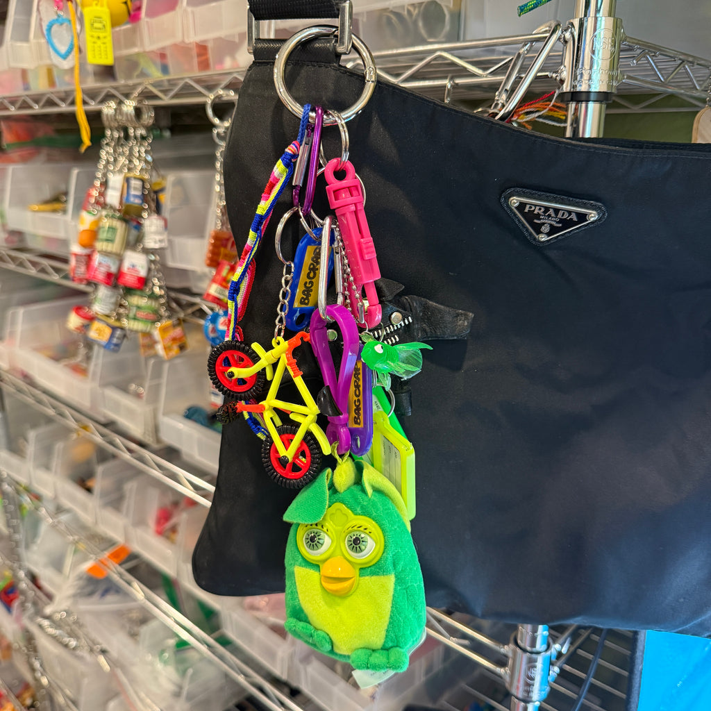 Vintage Green Furby Bicycle Moto Jacket Bag Charm Pack