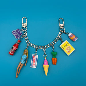 1-of-1  90s Barbie Mini Trinket  Chain - vintage bag charm chains silver nostalgia vintage y2k vintage keychain vintage charms for bag nostalgia vintage keychains y2k collectible - Bag Crap