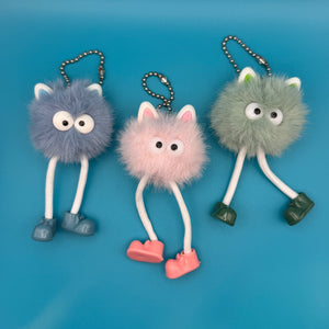 Cat Ear Furry Pom Pom  s -  vintage keychain vintage charms for bag nostalgia vintage keychains y2k collectible - Bag Crap