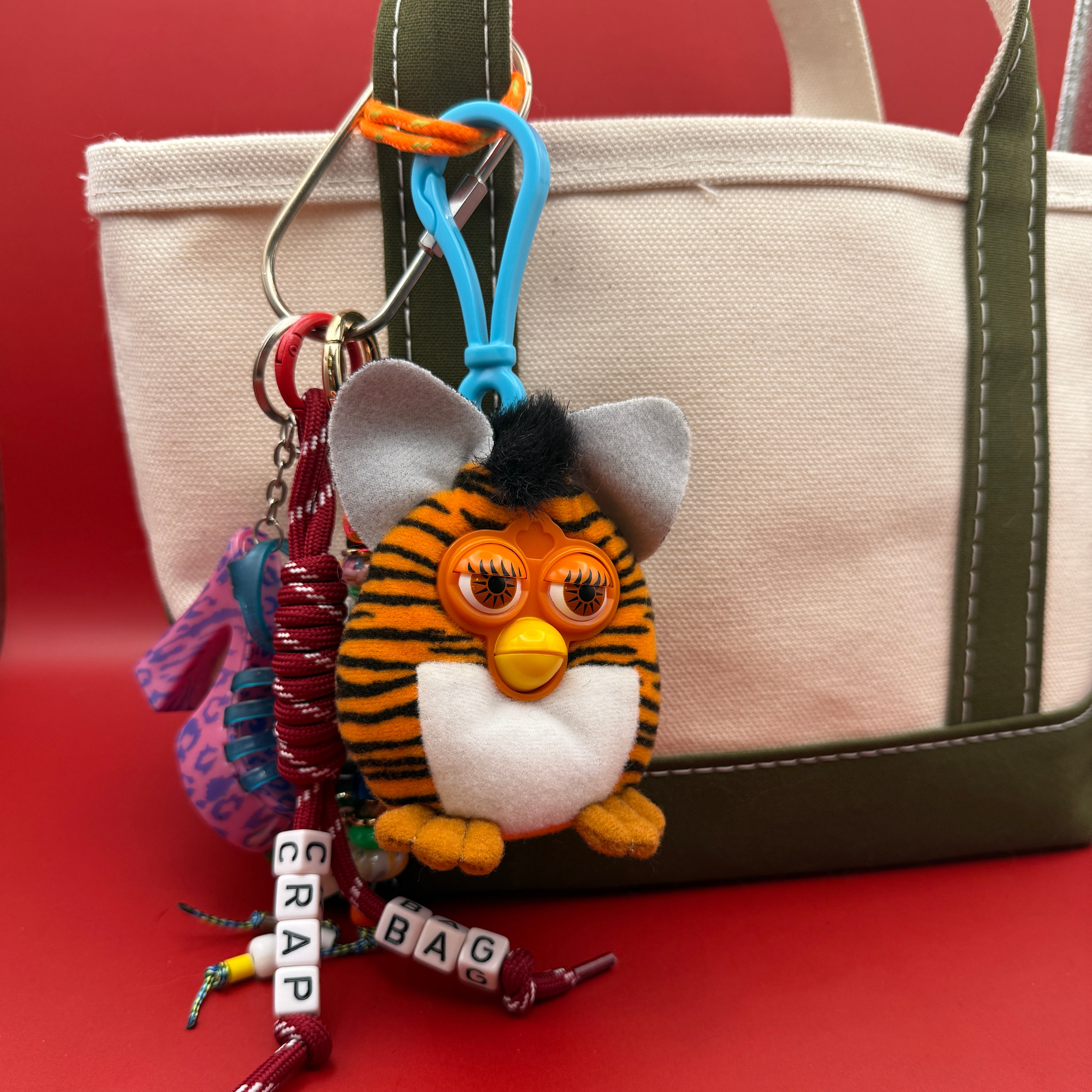 Tiger Print Furby -  vintage keychain vintage charms for bag nostalgia vintage keychains y2k collectible - Bag Crap