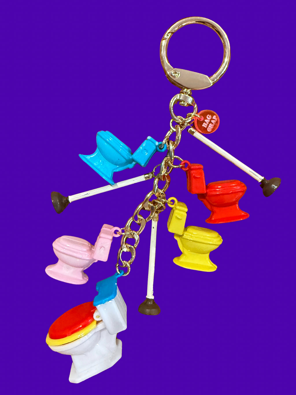 Pre-Order: VTG Toilet & Plunger Gold Bag Charm Chain