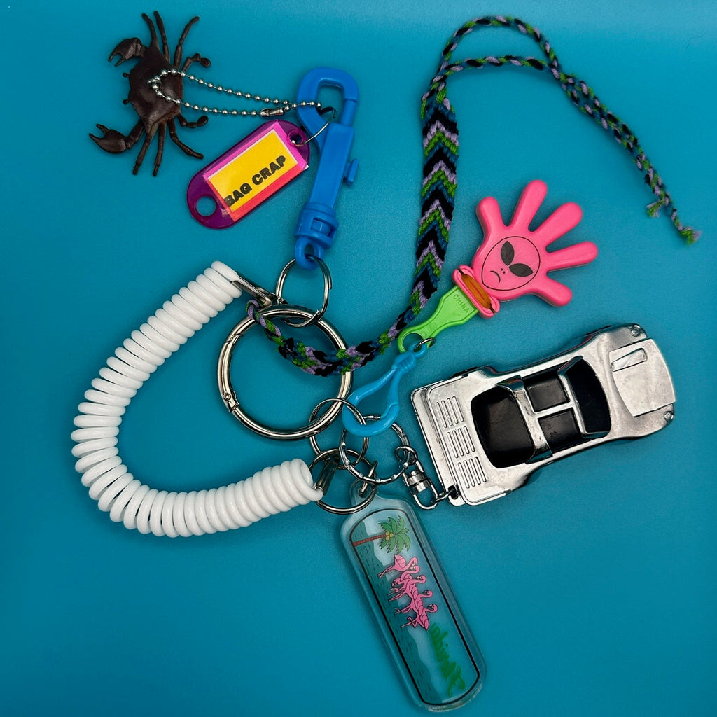 Silver Car Florida Crab Vintage Bag Charm & Keychain Pack