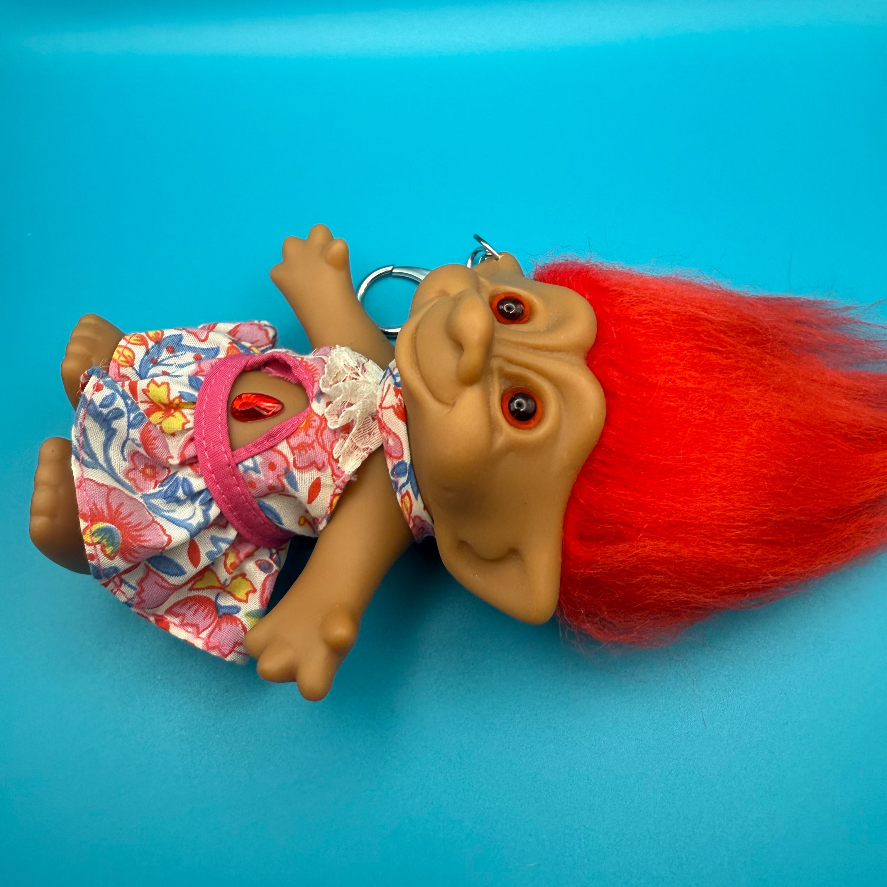 4'  Troll Doll  : Floral Troll with Red Hair - troll charms troll keychains vintage keychain vintage charms for bag nostalgia vintage keychains y2k collectible - Bag Crap