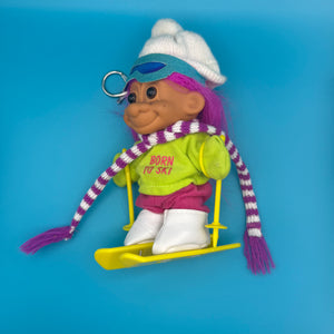 PRE-ORDER RARE 5'  Troll Doll  : 'Born to Ski' with Pink Hair - troll charms troll keychains vintage keychain vintage charms for bag nostalgia vintage keychains y2k collectible - Bag Crap