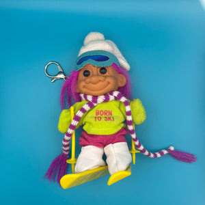PRE-ORDER RARE 5'  Troll Doll  : 'Born to Ski' with Pink Hair - troll charms troll keychains vintage keychain vintage charms for bag nostalgia vintage keychains y2k collectible - Bag Crap