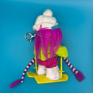 PRE-ORDER RARE 5'  Troll Doll  : 'Born to Ski' with Pink Hair - troll charms troll keychains vintage keychain vintage charms for bag nostalgia vintage keychains y2k collectible - Bag Crap