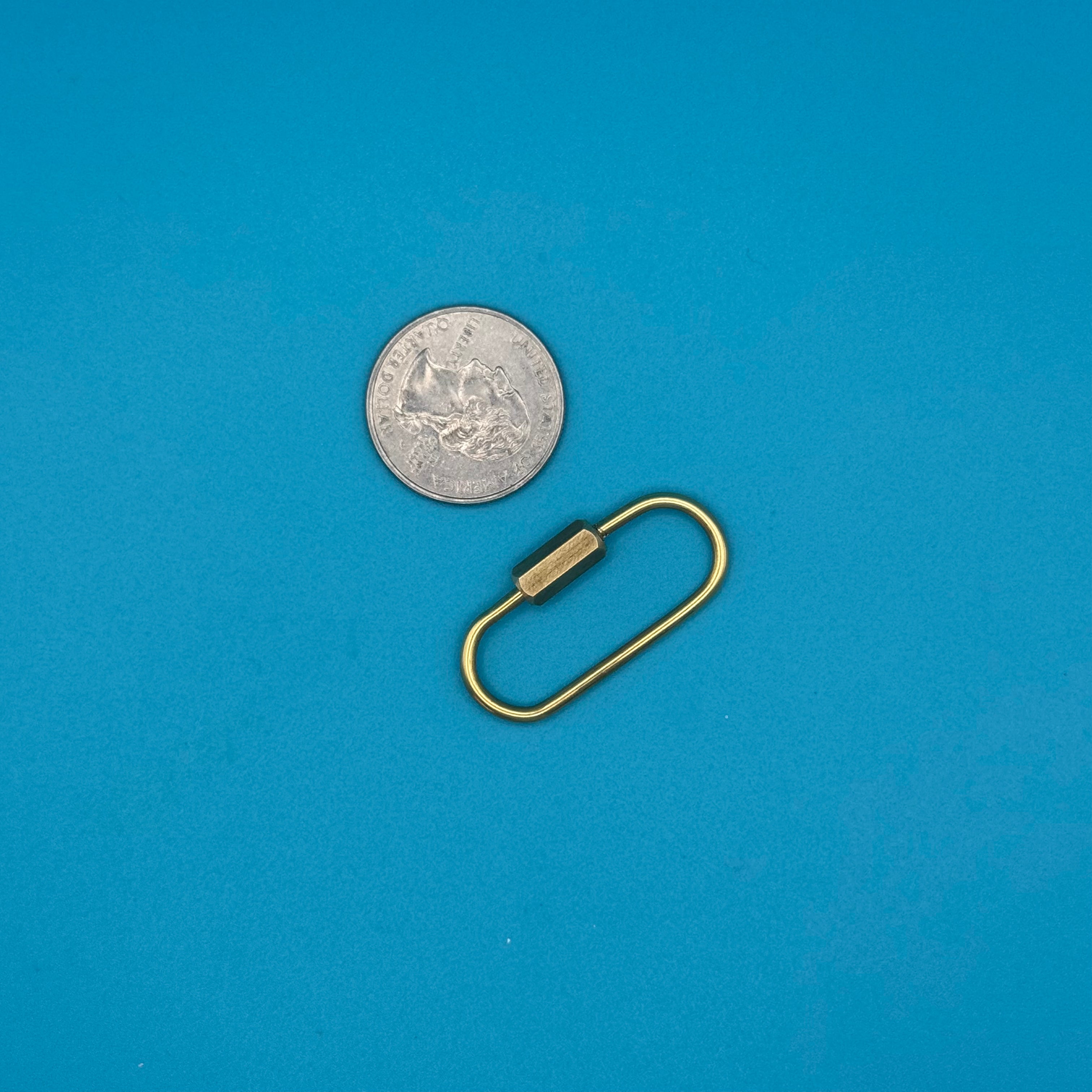 1.25' Distressed Gold Screw Carabiner Clip - clips carabiners charms keychains bag designer vintage keychain vintage charms for bag nostalgia vintage keychains y2k collectible - Bag Crap