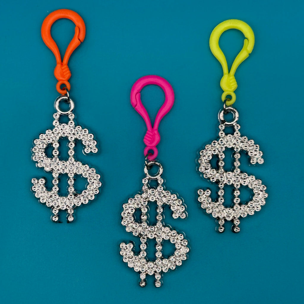 Metallic & Neon Retro Dollar Sign Bag Charms