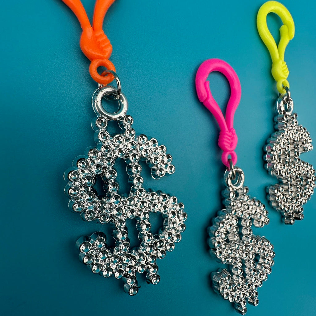 Metallic & Neon Retro Dollar Sign Bag Charms