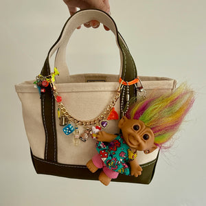 4'  90s Troll Doll  : Floral Troll with Rainbow Hair -  vintage keychain vintage charms for bag nostalgia vintage keychains y2k collectible - Bag Crap