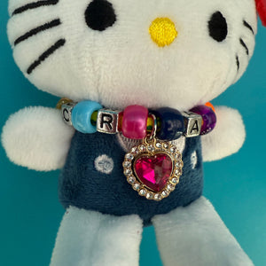 5' Hello Kitty Plush   with Crystal Heart Necklace - hello kitty sanrio japan kawaii rare vintage keychain vintage charms for bag nostalgia vintage keychains y2k collectible - Bag Crap