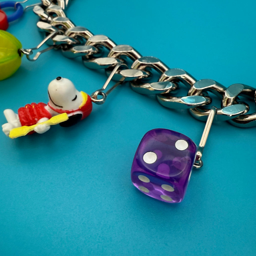 Vintage Diet Coke & Snoopy XL Silver Bag Charm Chain