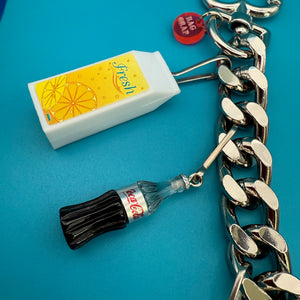 Diet Coke & Snoopy XL Silver   Chain - snoopy rar peanuts vintage keychain vintage charms for bag nostalgia vintage keychains y2k collectible - Bag Crap