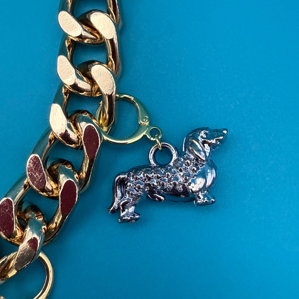 Vintage Lucky Clover 18k Gold Bag Charm Chain