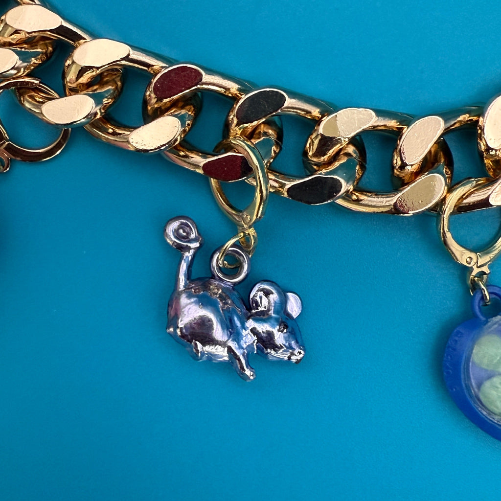Vintage Lucky Clover 18k Gold Bag Charm Chain