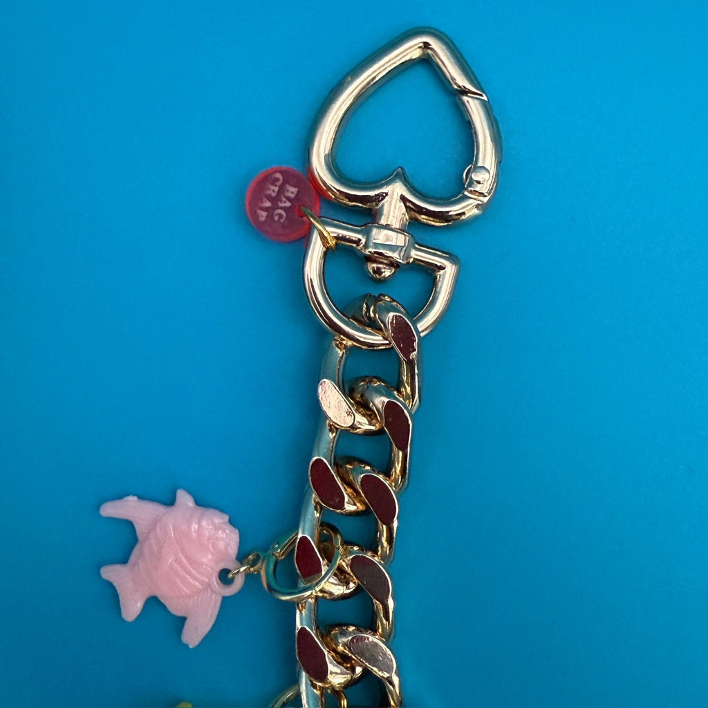 Vintage Lucky Clover 18k Gold Bag Charm Chain