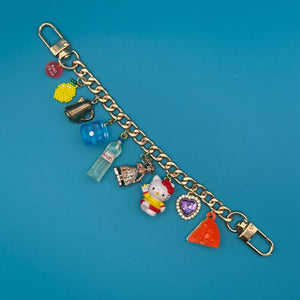 Hello Kitty & Pie Gold  Chain - vintage bag charm chains silver nostalgia vintage y2k vintage keychain vintage charms for bag nostalgia vintage keychains y2k collectible - Bag Crap