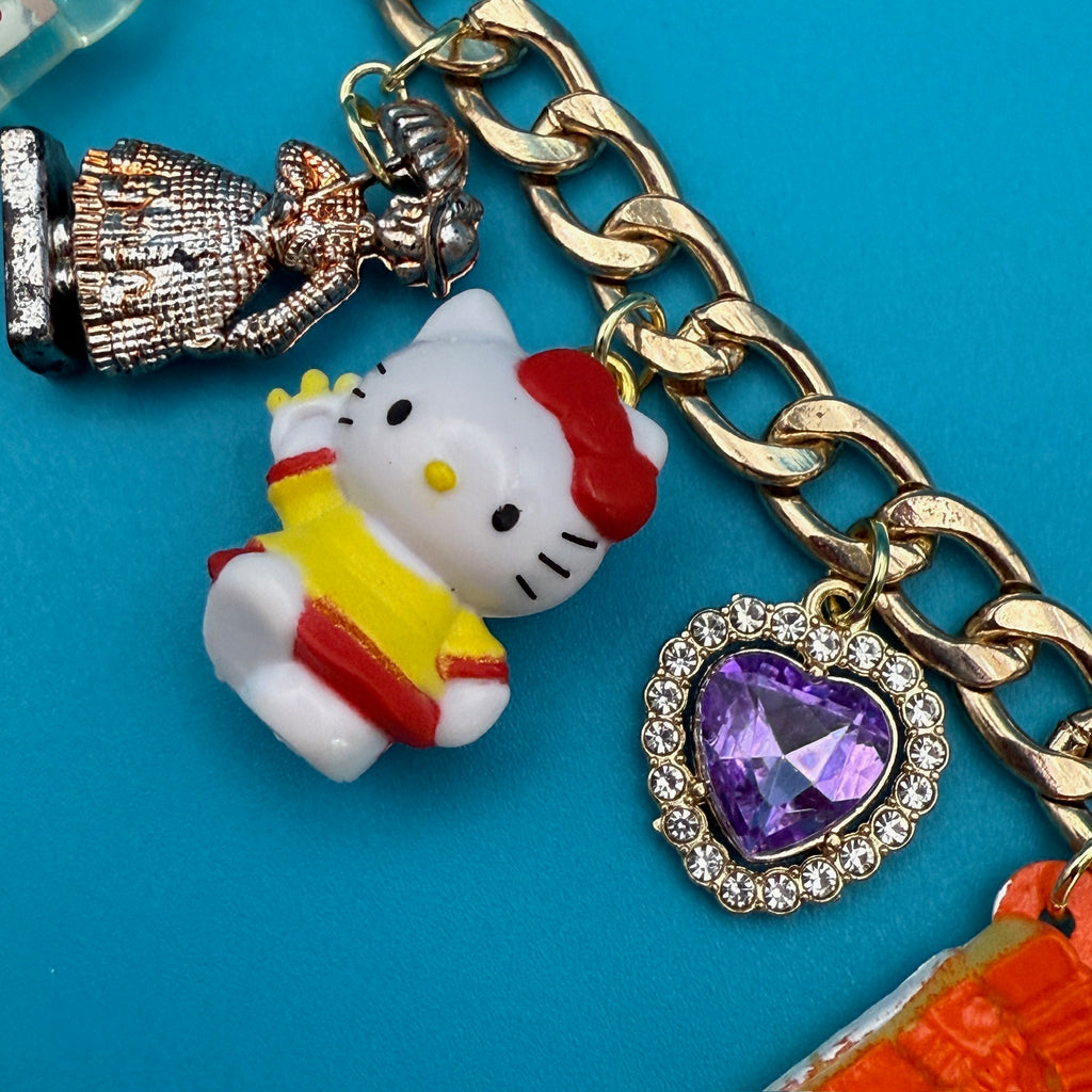 Vintage Hello Kitty & Pie Gold Charm Chain