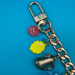 Hello Kitty & Pie Gold  Chain - vintage bag charm chains silver nostalgia vintage y2k vintage keychain vintage charms for bag nostalgia vintage keychains y2k collectible - Bag Crap