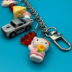 Pink Hello Kitty Silver  Chain - vintage bag charm chains silver nostalgia vintage y2k vintage keychain vintage charms for bag nostalgia vintage keychains y2k collectible - Bag Crap