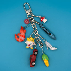 Shrimp & Corn Silver   Chain - vintage bag charm chains silver nostalgia vintage y2k vintage keychain vintage charms for bag nostalgia vintage keychains y2k collectible - Bag Crap