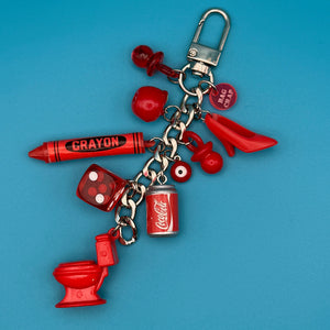 Red Mini Trinket   Chain - vintage bag charm chains silver nostalgia vintage y2k vintage keychain vintage charms for bag nostalgia vintage keychains y2k collectible - Bag Crap