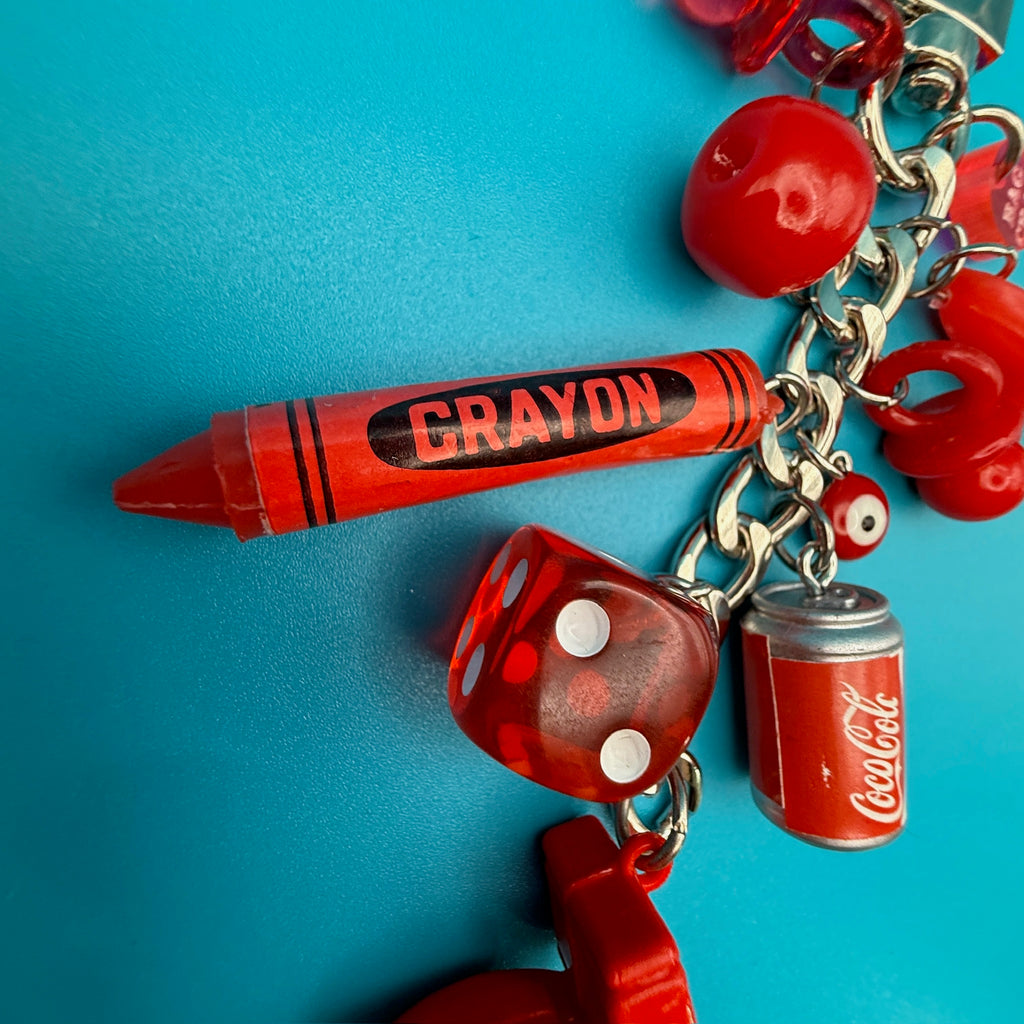 Vintage Red Mini Trinket Bag Charm Chain