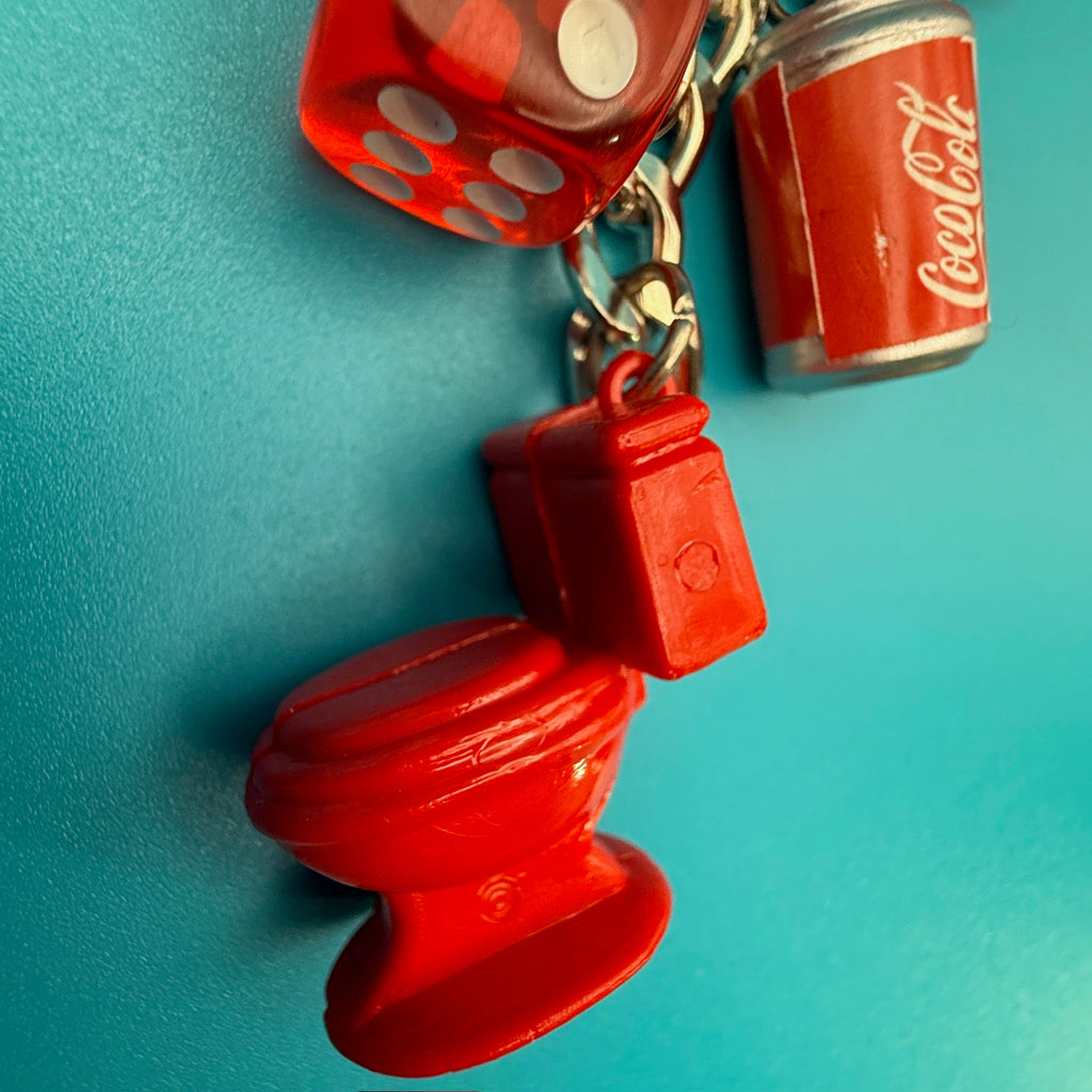 Vintage Red Mini Trinket Bag Charm Chain