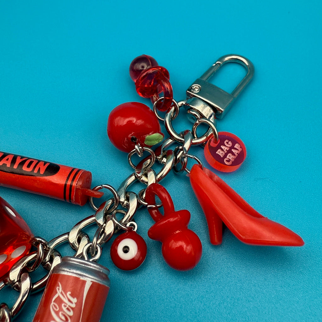 Vintage Red Mini Trinket Bag Charm Chain
