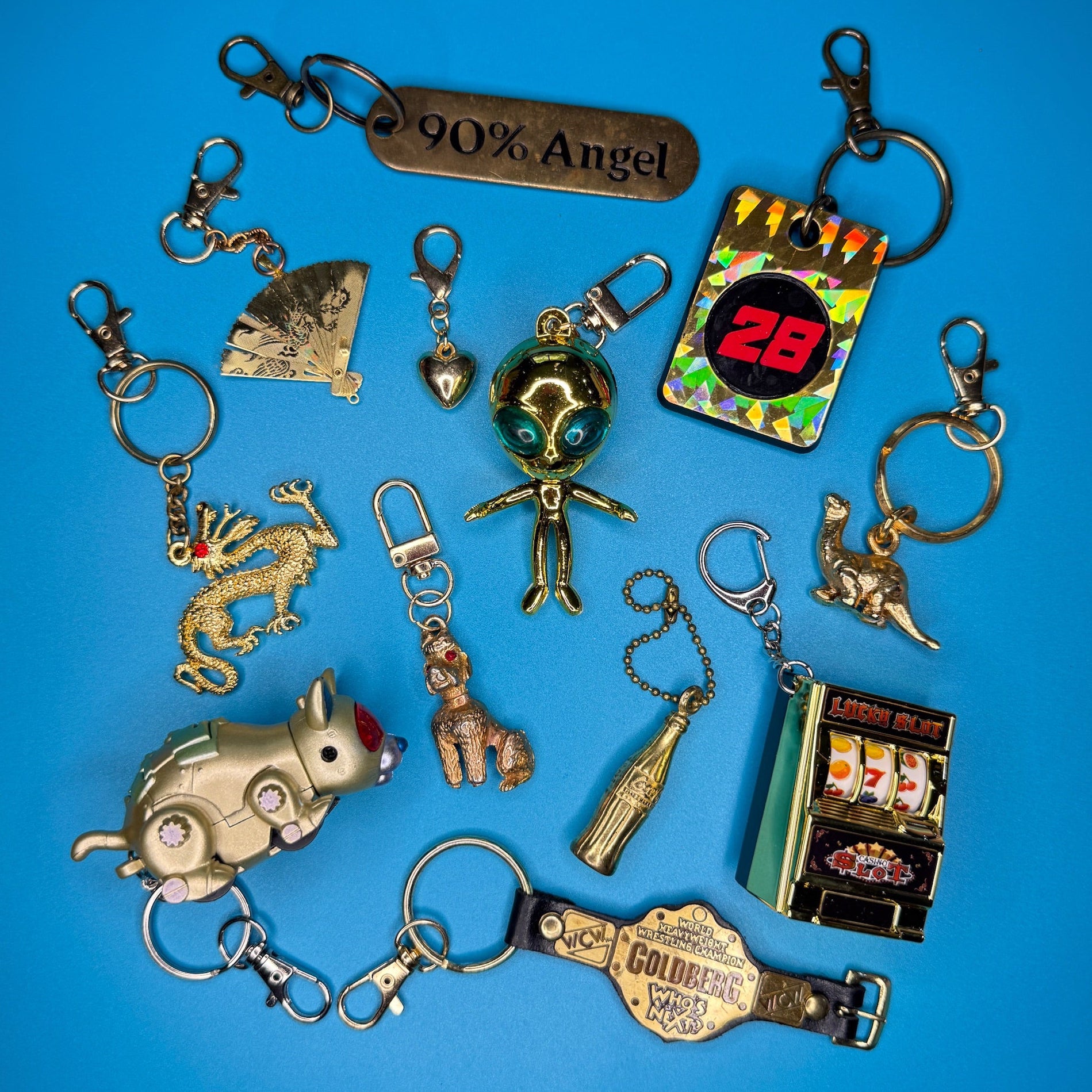 1970s-  s &   s: Gold Collection -  vintage keychain vintage charms for bag nostalgia vintage keychains y2k collectible - Bag Crap