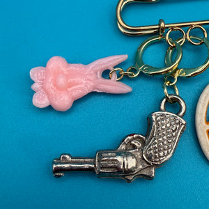 18k Gold Plated Trinket Safety Pin -  vintage keychain vintage charms for bag nostalgia vintage keychains y2k collectible - Bag Crap