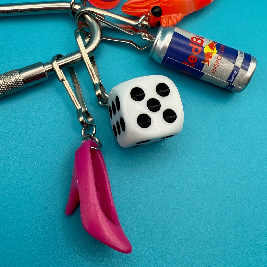 Vintage Shrimp & Redbull Trinket Carabiner Bag Charm