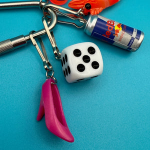 Shrimp & Redbull Trinket Carabiner -  vintage keychain vintage charms for bag nostalgia vintage keychains y2k collectible - Bag Crap