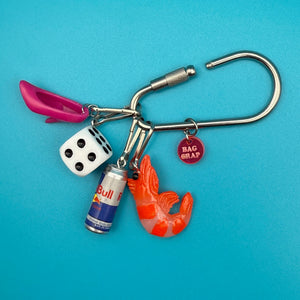 Shrimp & Redbull Trinket Carabiner -  vintage keychain vintage charms for bag nostalgia vintage keychains y2k collectible - Bag Crap