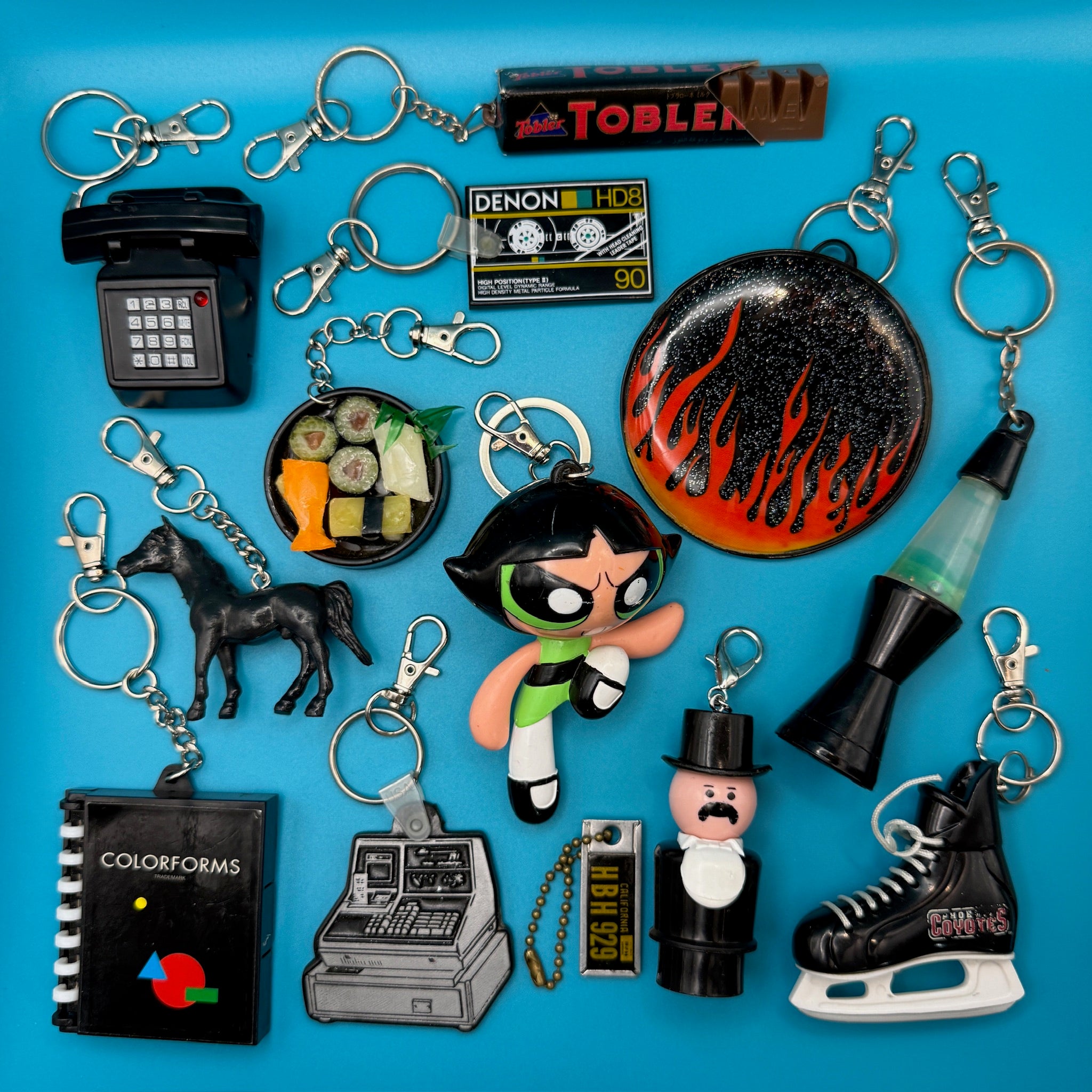 1960s-  s &   s: Black Collection -  vintage keychain vintage charms for bag nostalgia vintage keychains y2k collectible - Bag Crap