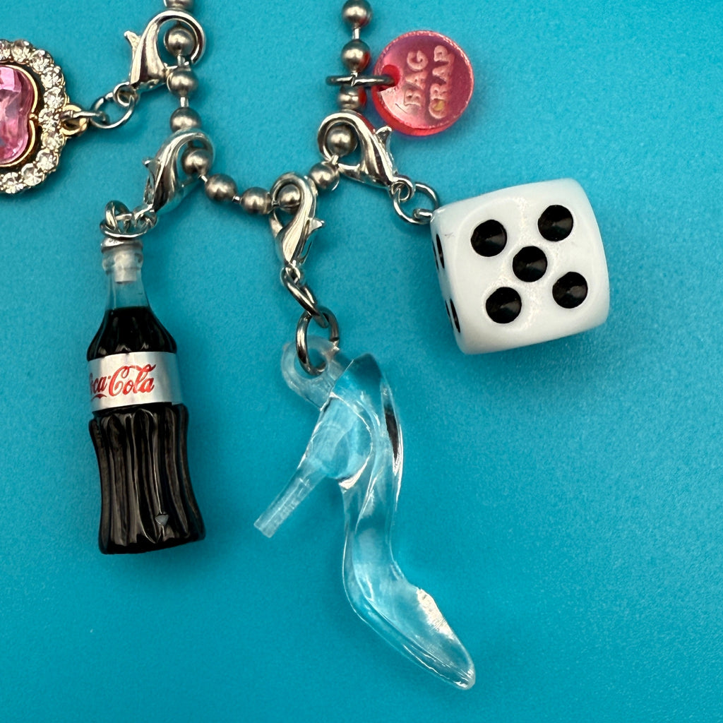 Mini Glass Slipper & Diet Coke Ball Chain Charm