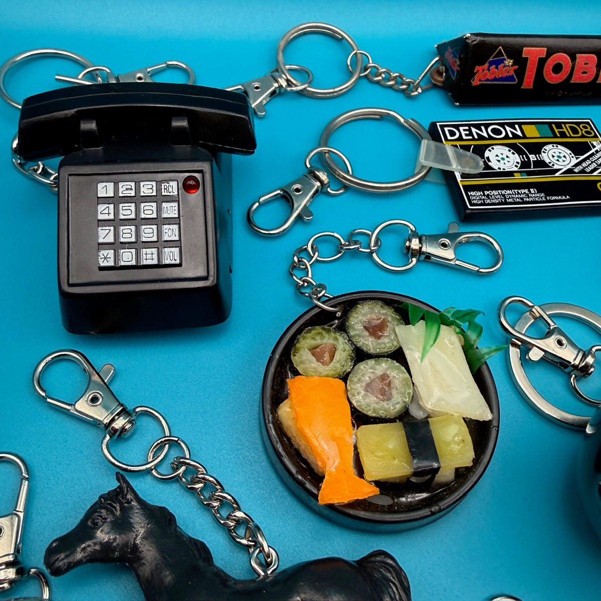 1960s-  s &   s: Black Collection -  vintage keychain vintage charms for bag nostalgia vintage keychains y2k collectible - Bag Crap